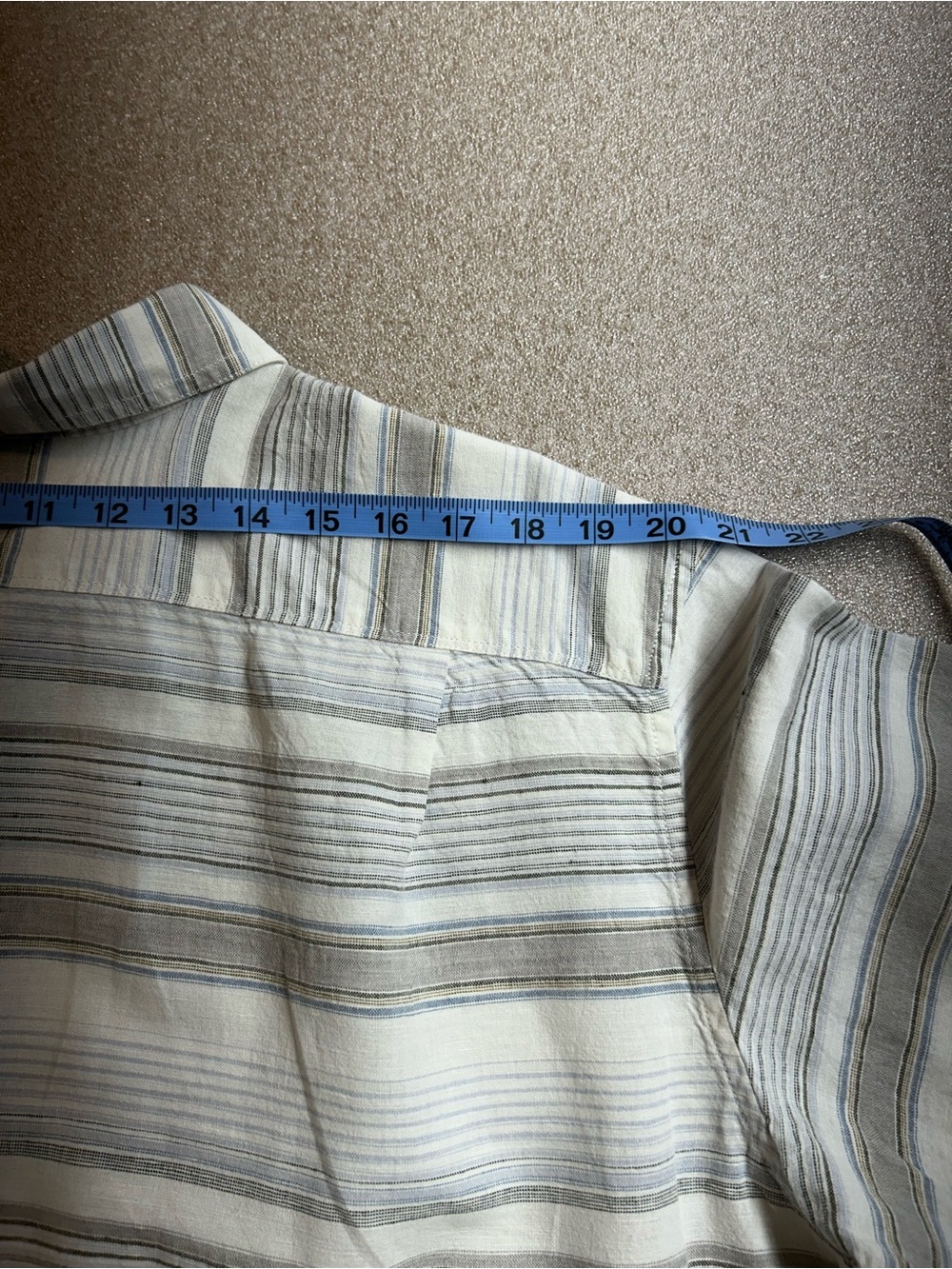 Eddie Bauer Blue & Black Striped SS Button-Down Shirt, XL, Linen/Cotton Blend - Picture 10 of 10